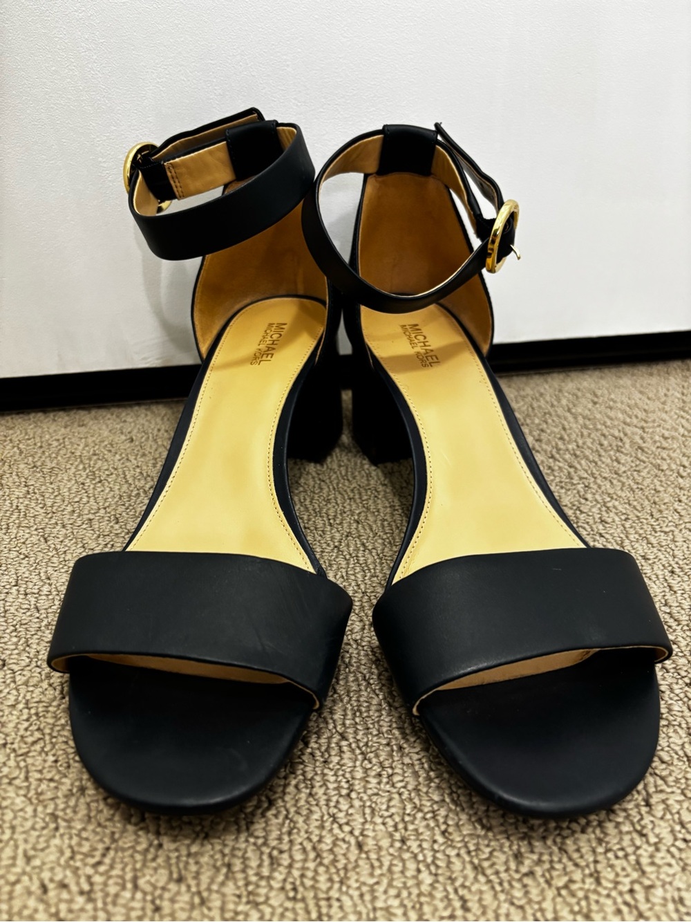 MICHAEL Michael Kors Navy Open-Toe Ankle Strap Block Heels
